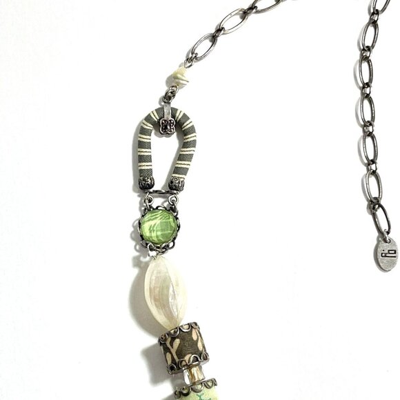 Ayala Bar Signature Necklace Gift 2009 Chunky Coastal Grandma Boho Fabric Glass - Picture 6 of 13